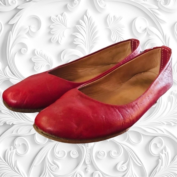 Red Leather Ballet Flats - Picture 3 of 5